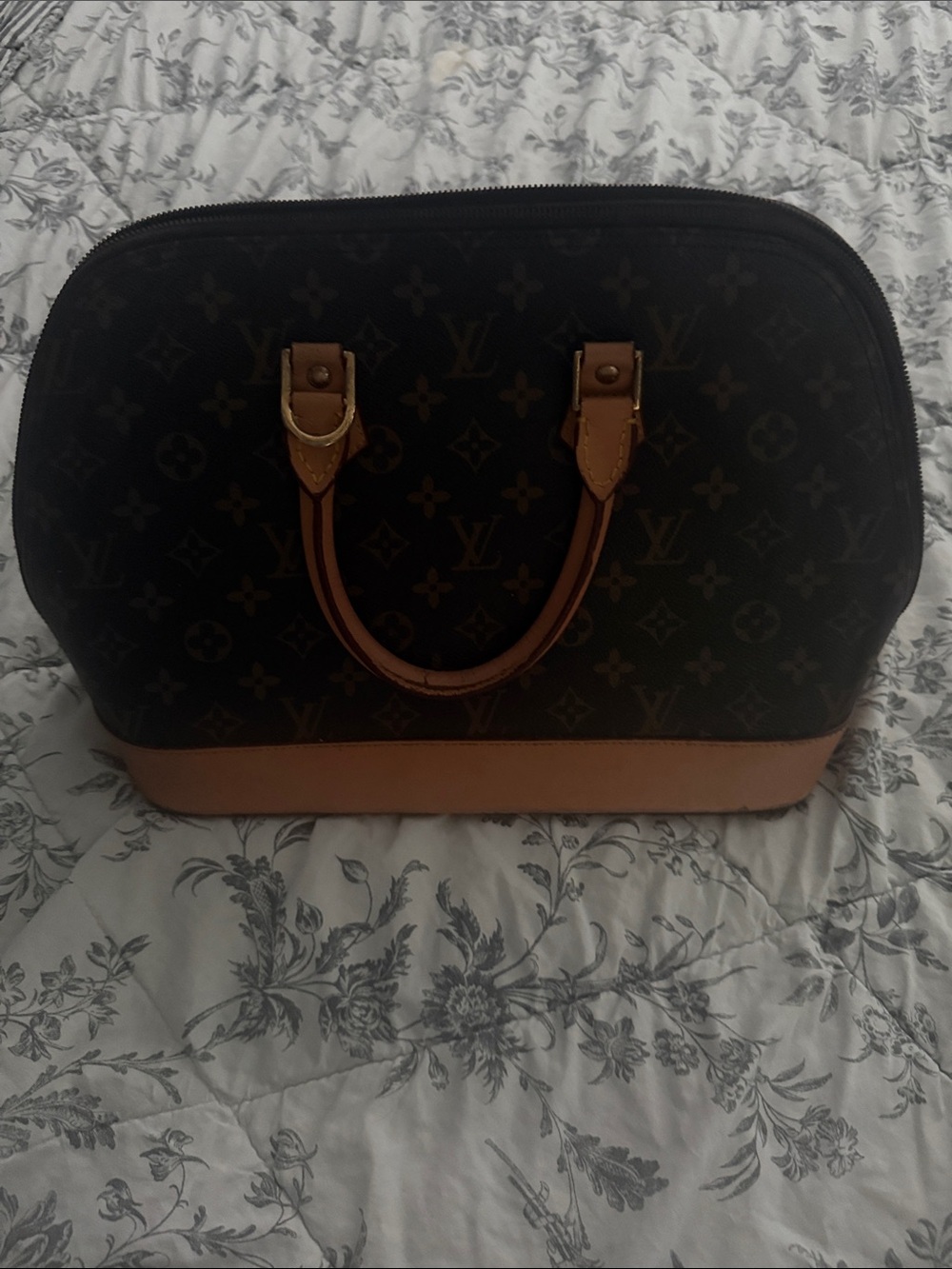 Brown Monogram Satchel with Tan Trim